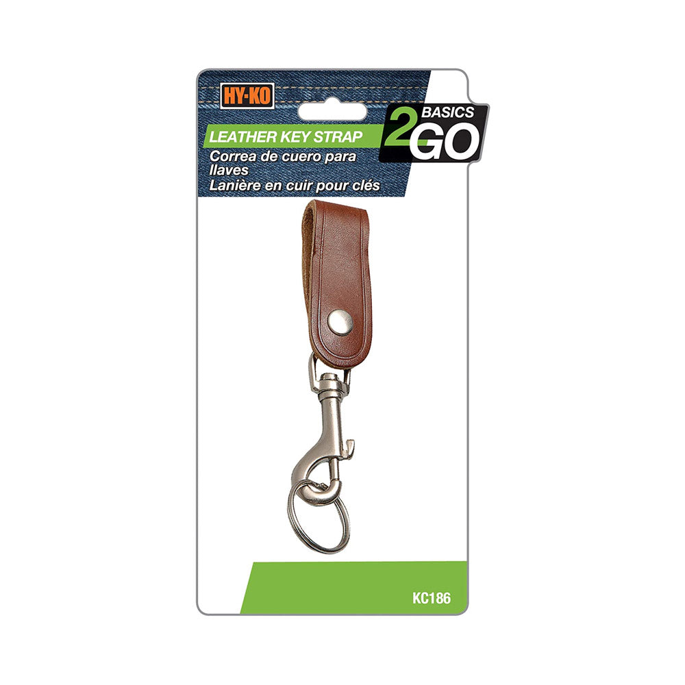 TRUE VALUE KC186 Hy-Ko Key Strap, Leather With Bolt Snap