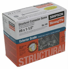 TRUE VALUE SD9112R100 Simpson Strong-Tie Connector Screw, #9 x 1.5-In. Replacement MPN