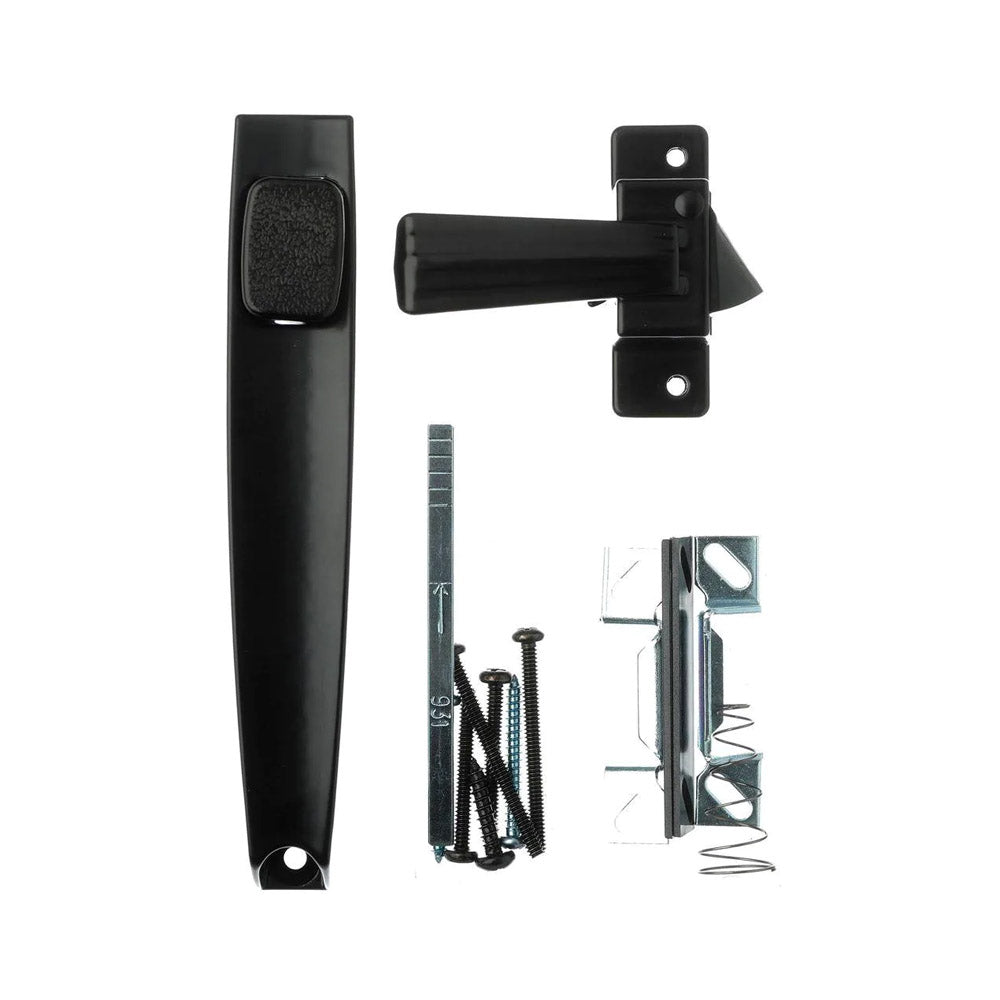 True Value V333BL Black Push Button Latch for Out Swinging Wood or Metal Doors