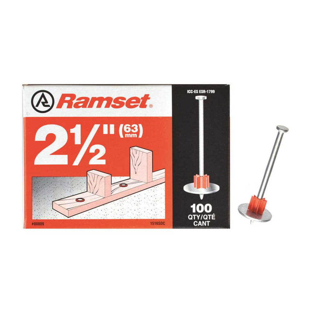 TRUE VALUE 00809 Ramset 100-Pack .300 x 2-1/2-Inch Drive Pin with Washer