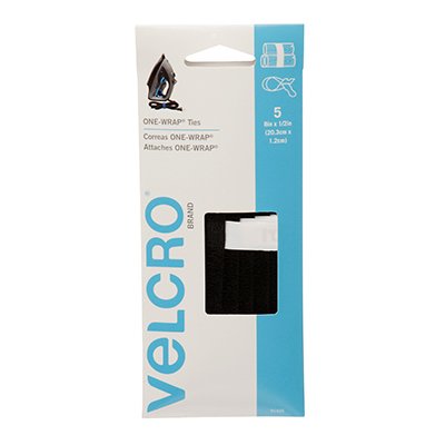 TRUE VALUE 91426 VELCRO Brand ONE-WRAP Strip with Tab Black 8 x 1/2-In. 5-Ct.