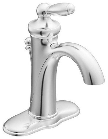 Moen 66410 Eva Two Handle Centerset Bathroom Faucet with Pop-Up Drain Chrome