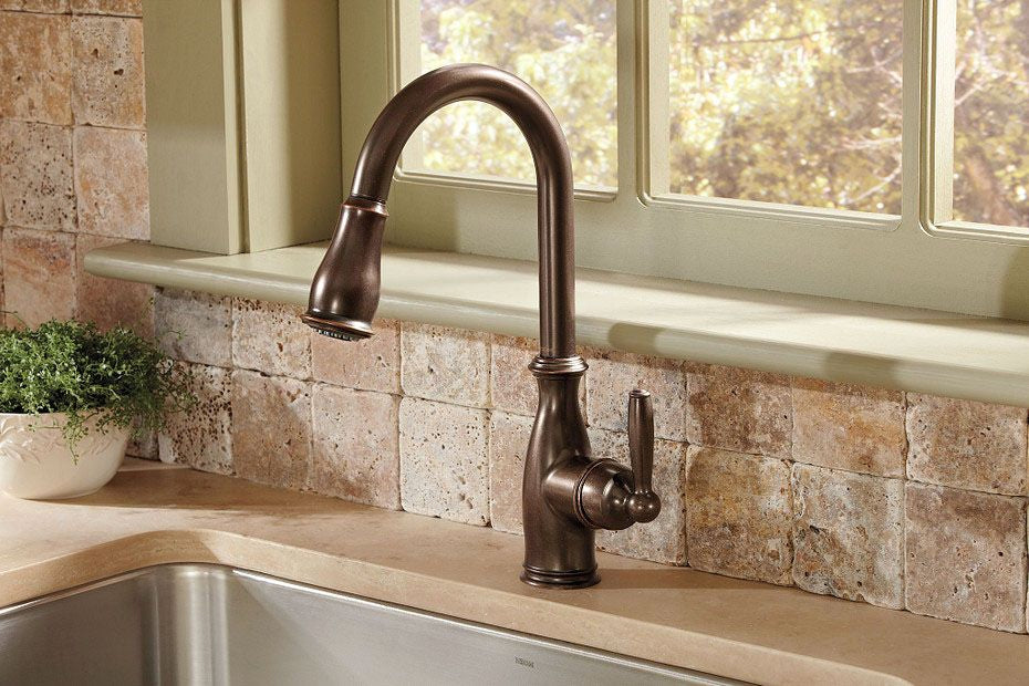 Moen 7185ORB Brantford Single Handle Pull-Down Kitchen Faucet Oil Rubbed Bronze