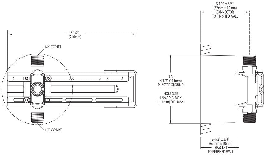 Moen S1300 Body Spray Rough-In - 1/2 Inch CC/IPS