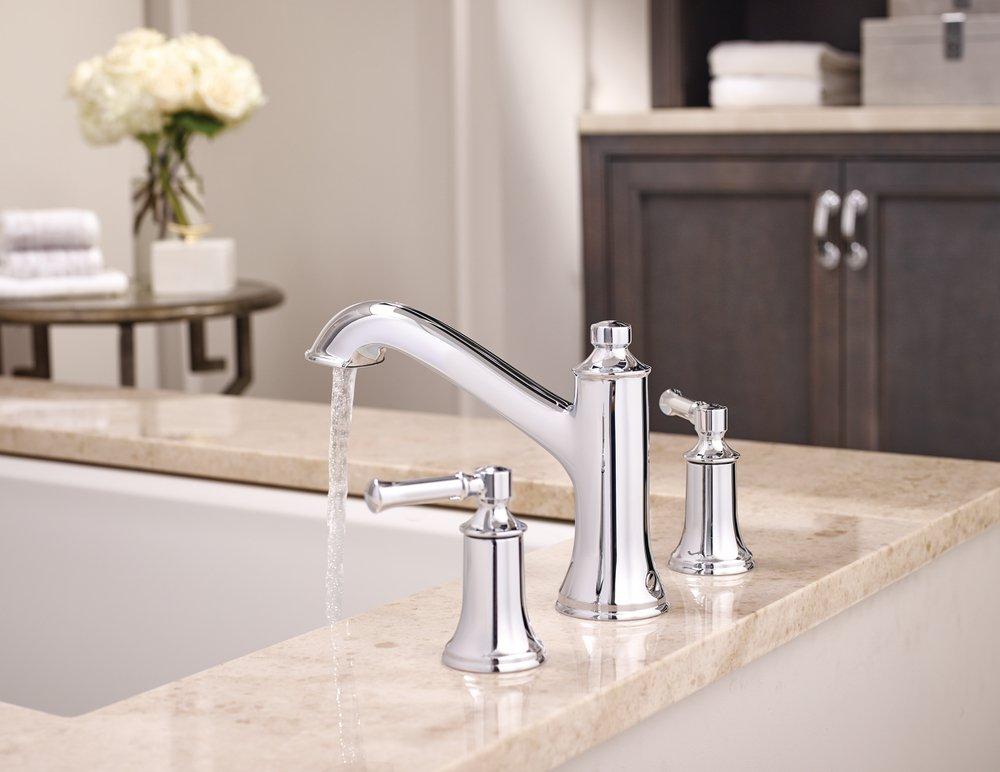 Moen T683 Dartmoor Two Handle Roman Tub Faucet in Polished Chrome (Trim Only)