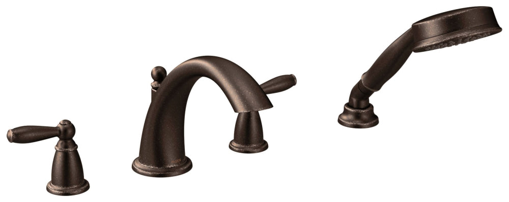 Moen T924ORB Brantford Two Handle Roman Tub Faucet with Hand Shower in Oil Rubbed Bronze