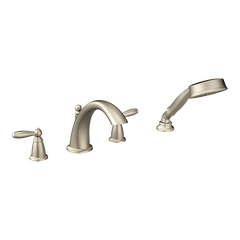 Moen T924BN Brantford Two Handle Roman Tub Faucet with Hand Shower in Brushed Nickel (Trim Only)