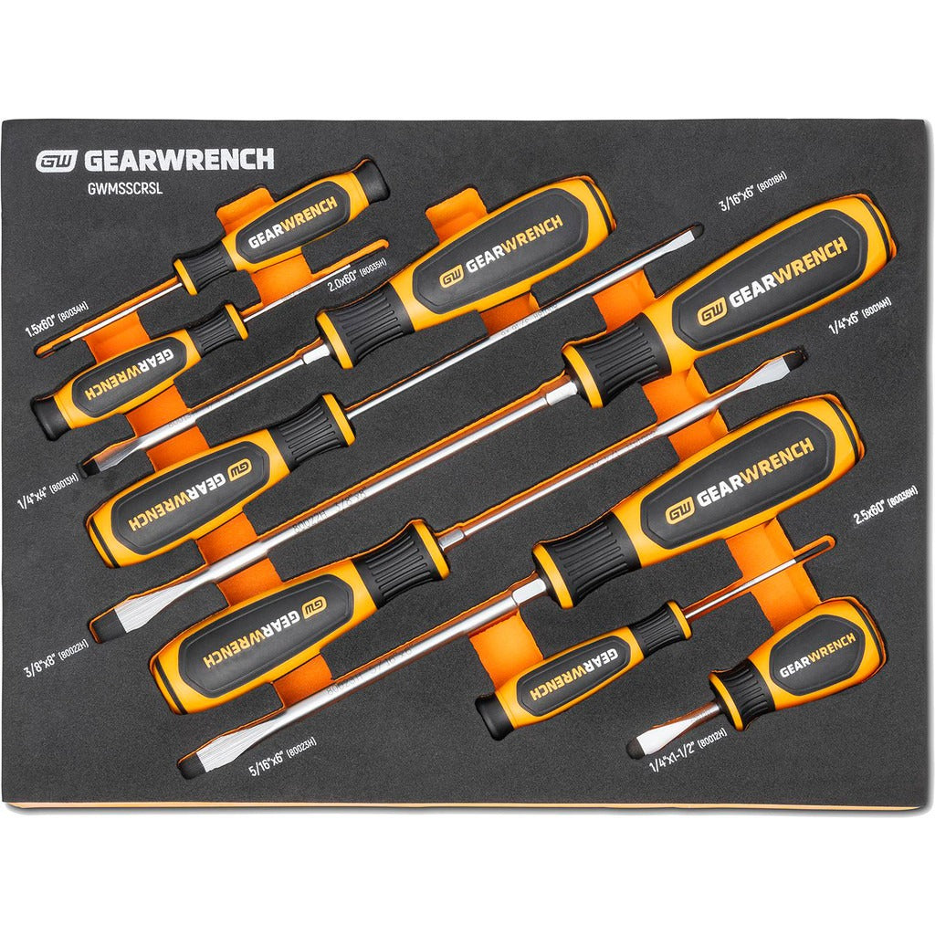 GEARWRENCH Gearwrench GWMSSCRSL 9 Piece Slotted Screwdriver Set