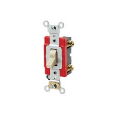 Leviton 1221-2I 20 Amp, 120/277 Volt, Toggle Single-pole AC Quiet Switch, Extra Heavy Duty Spec Grade, Self Grounding - Ivory