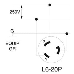 Leviton 2321 Locking Plug 20A 250V NEMA L6-20P Black/White