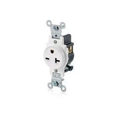 Leviton 5821-W 20 Amp 250 Volt Narrow Body Single Receptacle Straight Blade Commercial Grade Grounding