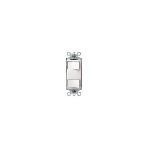 Leviton 1754-W 120 Volt 15 Amp 1-Pole White Thermoplastic Non-Grounding Push-In Dual Rocker Decorator Combination Switch