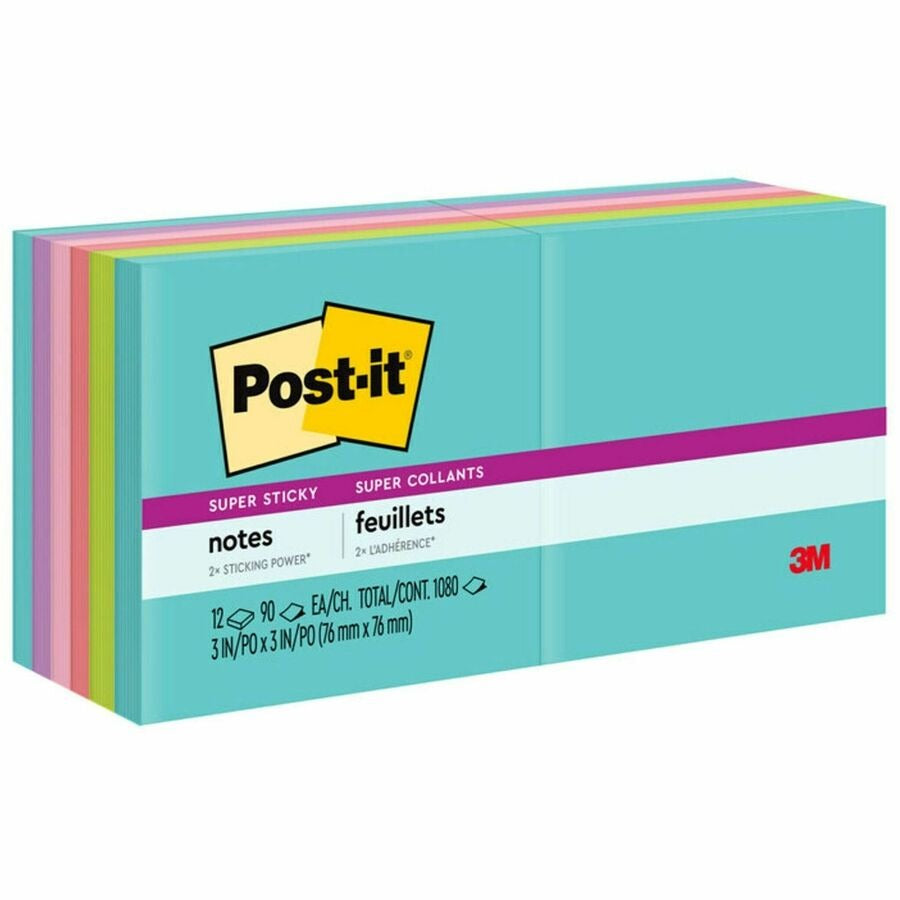 3M 3M MMM65412SSMIA Post-it Super Sticky Notes Super Sticky 3 in x 3 in 12 Pack Replacement 65412SSMIA
