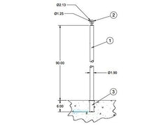 S.R.Smith 10166 Top Eye Backstroke Stanchion | 8 Feet | Replacement MPN