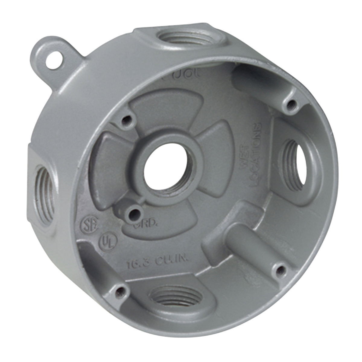 ABB DS-47 DS-47 RED 5-HOLE ROUND RT BOX 1/2IN HUBS GREY