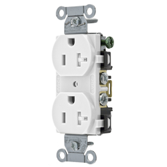 Hubbell Wiring Device-Kellems BR20WHITR White 20A 125V Duplex Receptacle - Tamper Resistant