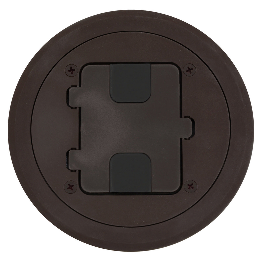 Hubbell RF406BN NEMA 5-15R Chestnut Brown Thermoplastic Flange and Hinged Door Cover Assembly