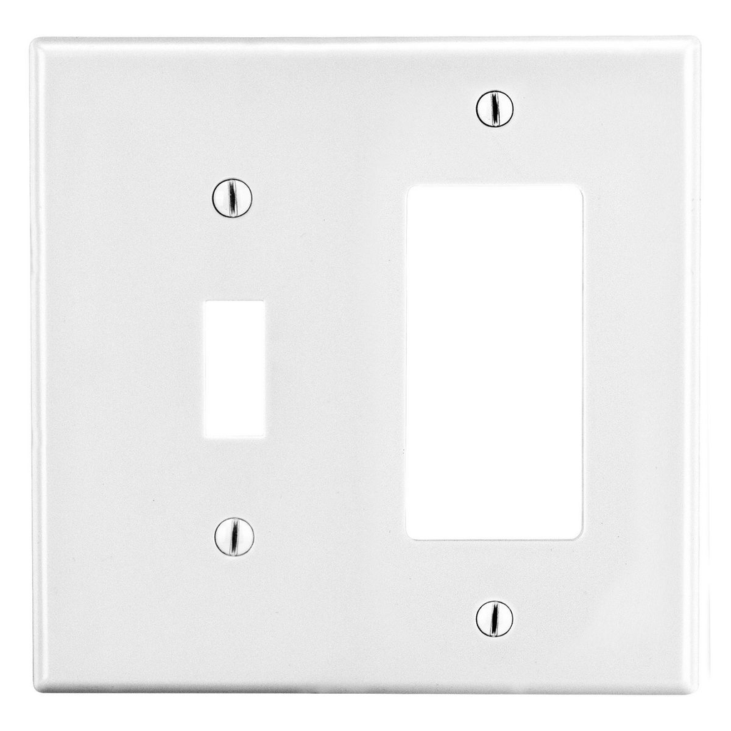 Hubbell PJ126W 2-Gang Combo Wallplate Toggle Decorator Mid-Size Replacement MPN