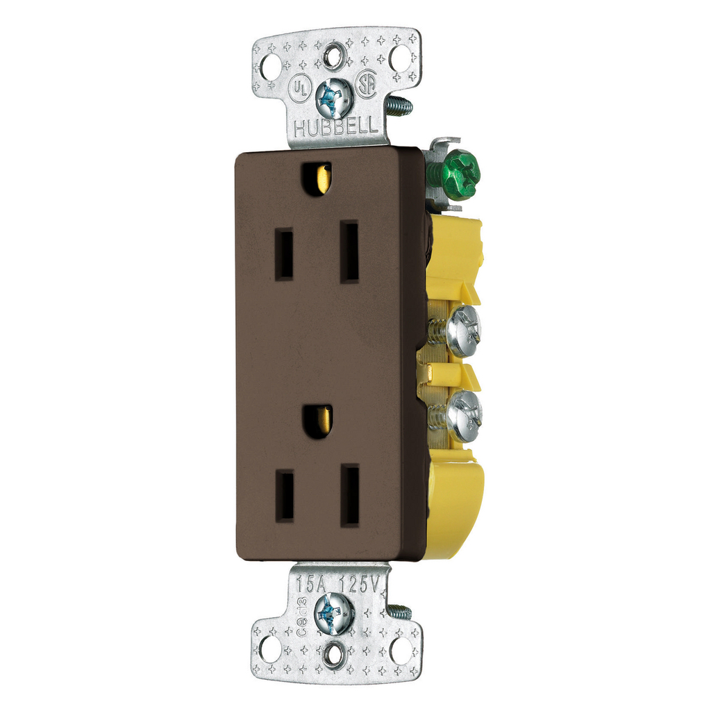 Hubbell Wiring Device-Kellems RRD15 RESI DUP Receptacle 15A 125V Brown