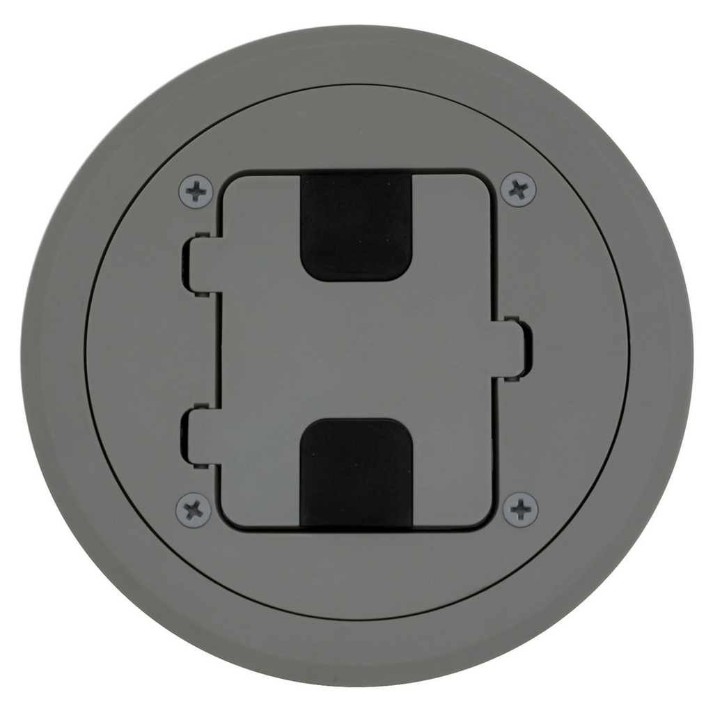 Hubbell RF406GY NEMA 5-15R Gray Thermoplastic Flange and Hinged Door Cover Assembly