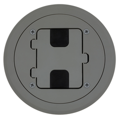 Hubbell RF406GY NEMA 5-15R Gray Thermoplastic Flange and Hinged Door Cover Assembly