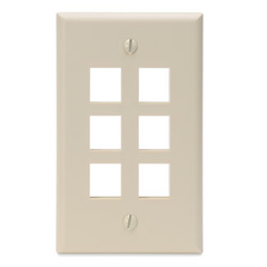 Leviton 41080-6IP Single-Gang QuickPort Wall Plate, 6-Port, Ivory