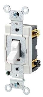 Leviton 1222-SW 20 Amp, 120/277 Volt, Toggle Double-Pole AC Quiet Switch, Heavy Duty Grade, Grounding