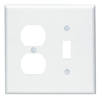 Leviton 80505-W 2-Gang 1-Toggle 1-Duplex Device Mount Midway Size Thermoset White