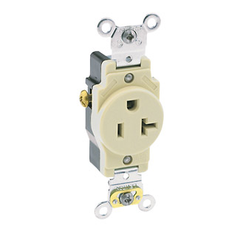 Leviton 5351-I 125 Volt 20 Amp 2-Pole 3-Wire NEMA 5-20R 1 Hp Ivory Thermoplastic Nylon Straight Blade Receptacle