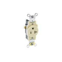 Leviton 5351-I 125 Volt 20 Amp 2-Pole 3-Wire NEMA 5-20R 1 Hp Ivory Thermoplastic Nylon Straight Blade Receptacle