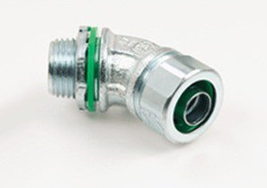 Bridgeport 450-SLTIUS Connector, Liquid Tight, 45 Degree, US Steel, Size 1/2 Inch, Insulated Throat