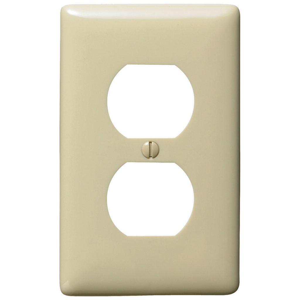 Hubbell NP8I 1-Gang Duplex Receptacle Wallplate, Ivory, Nylon Standard