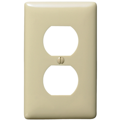 Hubbell NP8I 1-Gang Duplex Receptacle Wallplate, Ivory, Nylon Standard