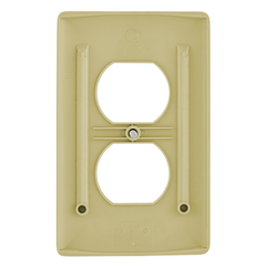 Hubbell NP8I 1-Gang Duplex Receptacle Wallplate, Ivory, Nylon Standard