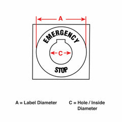 Brady THTEP-196-593YL Emergency Stop Label 2.36 in Diameter Black on Yellow