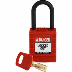 Brady NYL-RED-38PL-KD Nylon Padlock 1.5 Plastic Shackle KD RD