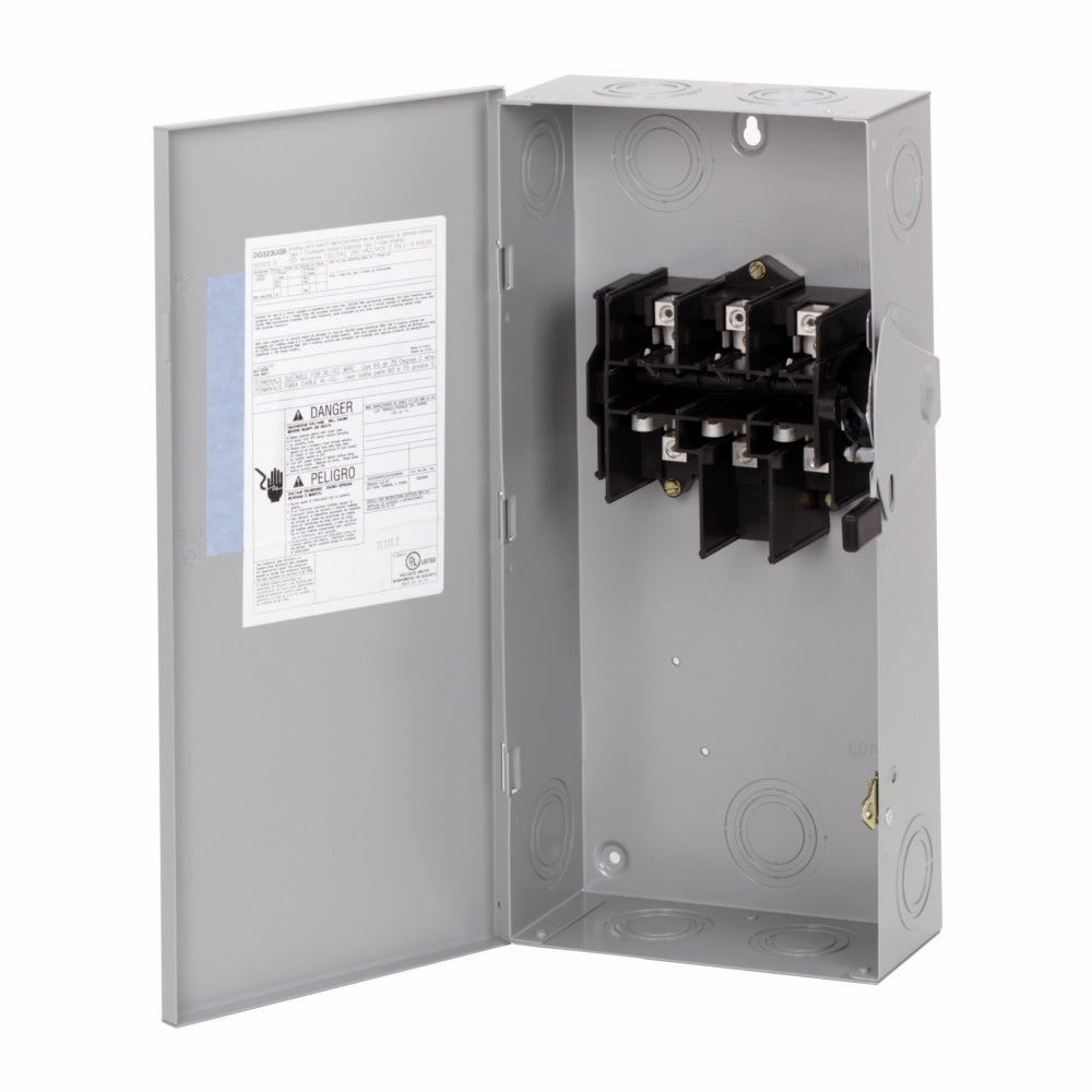 EATON DG323UGB DG Series Non-Fusible General Duty Safety Switch, 240 VAC, 100 A, 15 hp, 30 hp, TPST Contact, 3 Poles