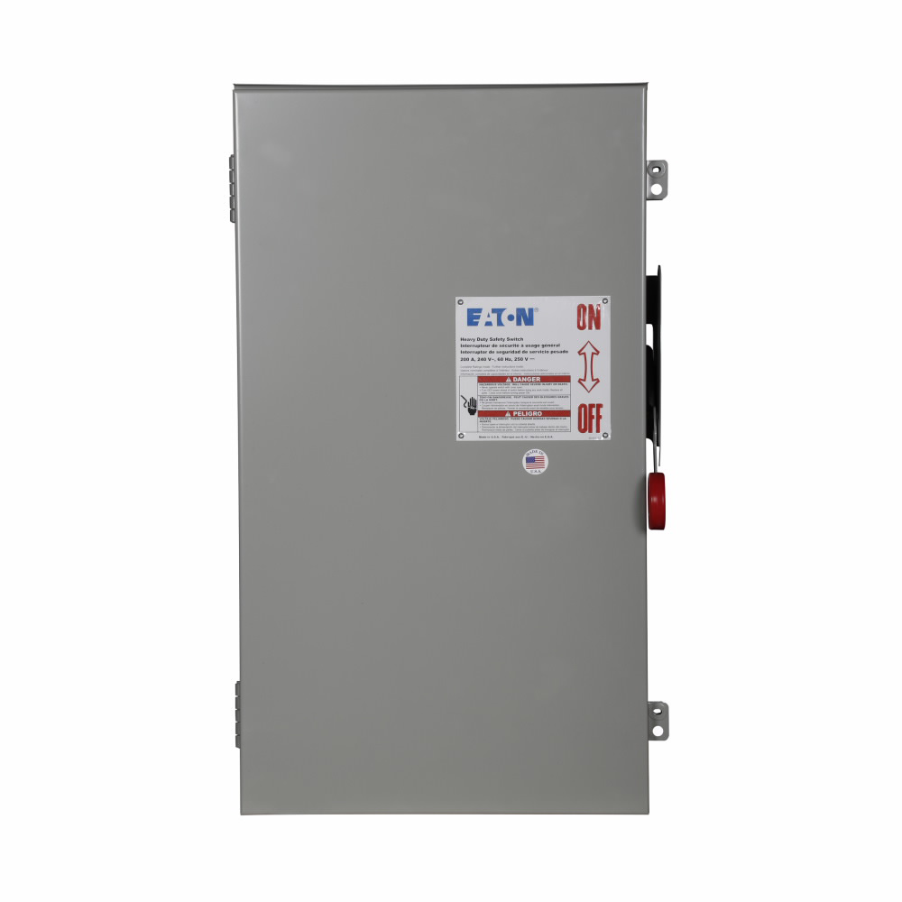 Eaton DH324NRK Heavy Duty Safety Switch 200 A NEMA 3R Painted Galvanized Steel Class H Neutral Three-Pole Four-Wire 240 V