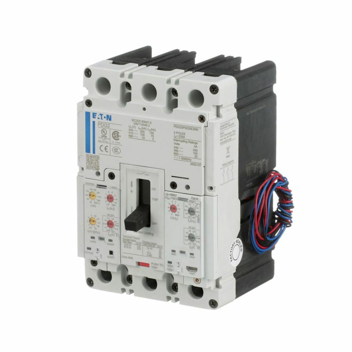 Eaton PDG23M0225E3RJ Power Defense Molded Case Circuit Breaker 225A 65kA/480V PXR20 LSIG