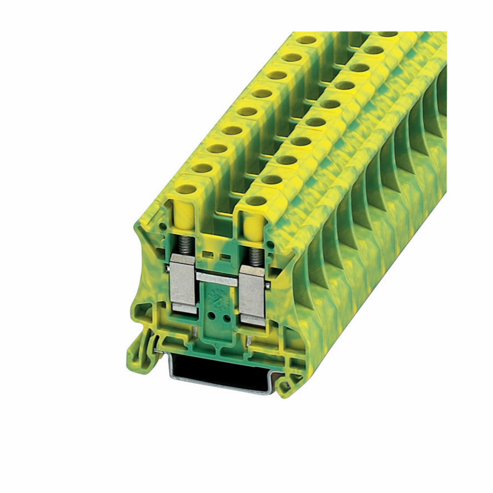 Eaton XBUT10PE 76 Amp 6 AWG Green/Yellow Through-Feed Terminal Block