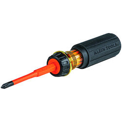 Klein 32293 Flip-Blade Insulated Screwdriver, 2-in-1, #2 Phillips and 1/4-Inch Slotted