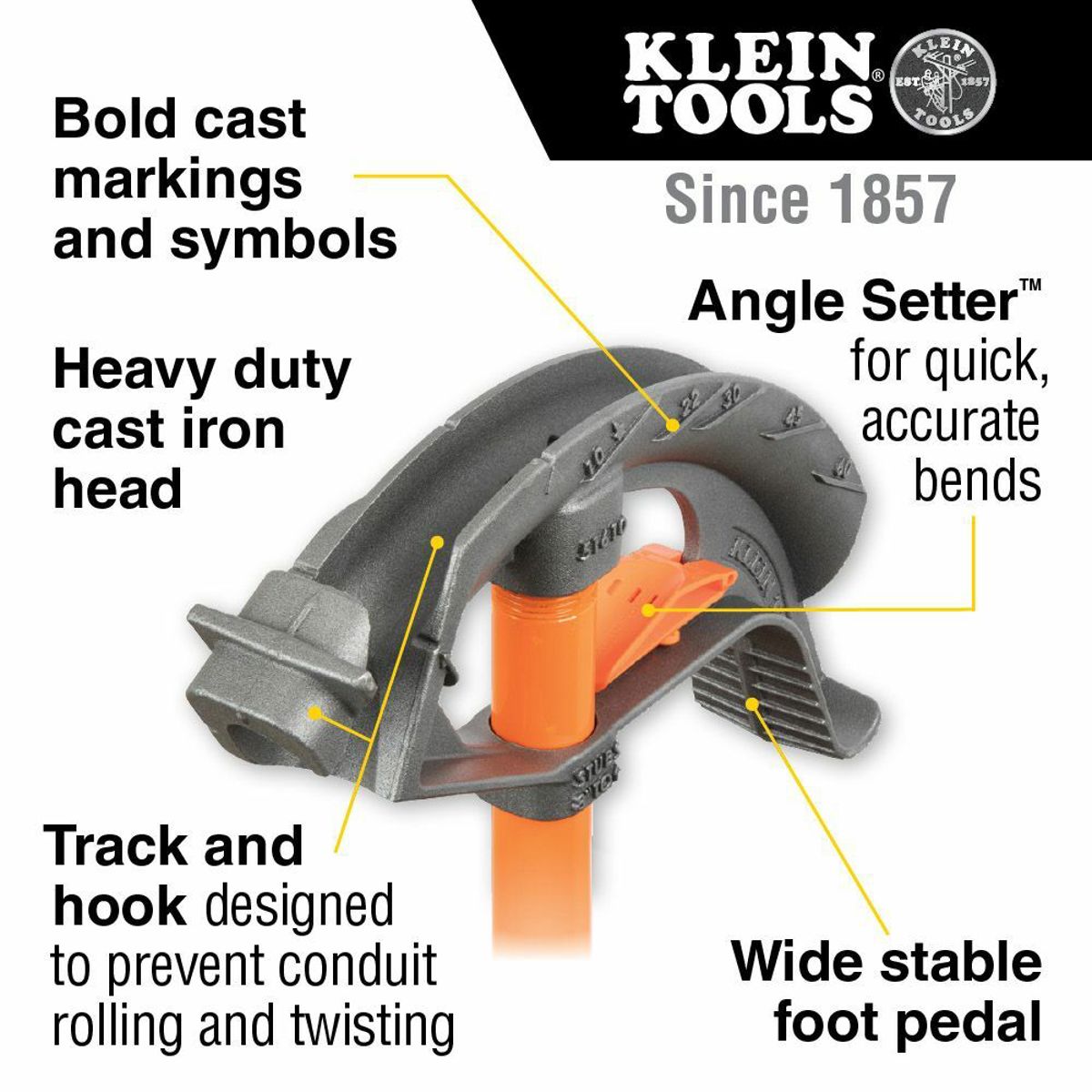 Klein Tools 51605 Iron Conduit Bender Full Assembly, 1-Inch EMT with Angle Setter