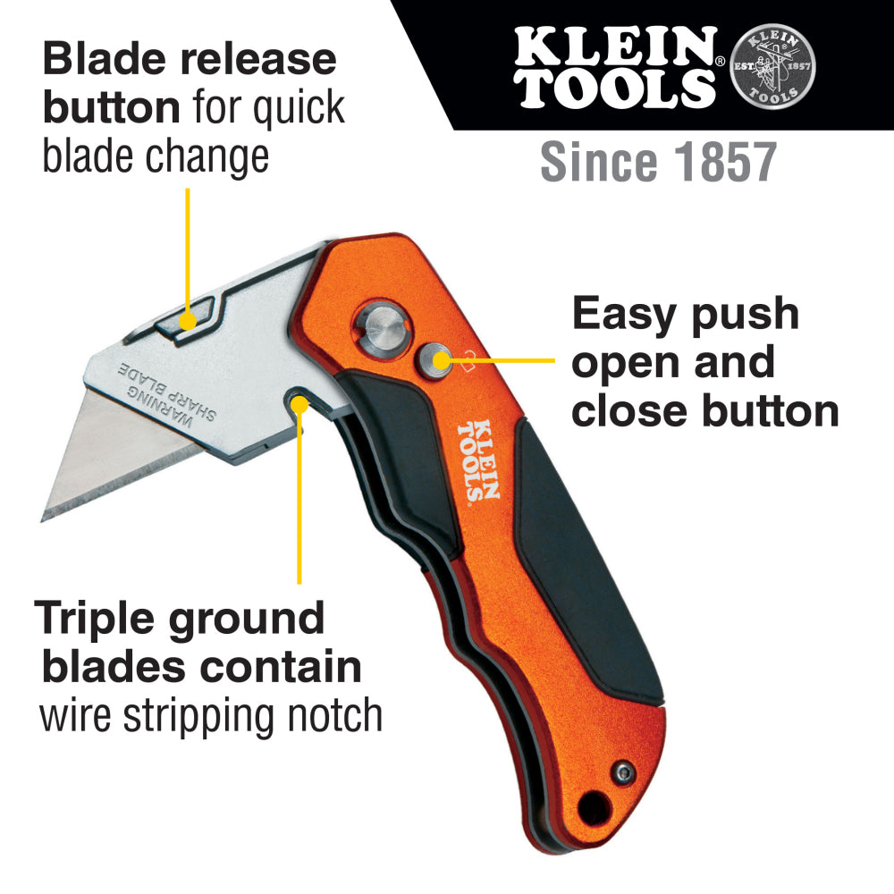 Klein Tools 44131 Folding Utility Knife Steel Blade 2-1/2 inches 1 Blade Included