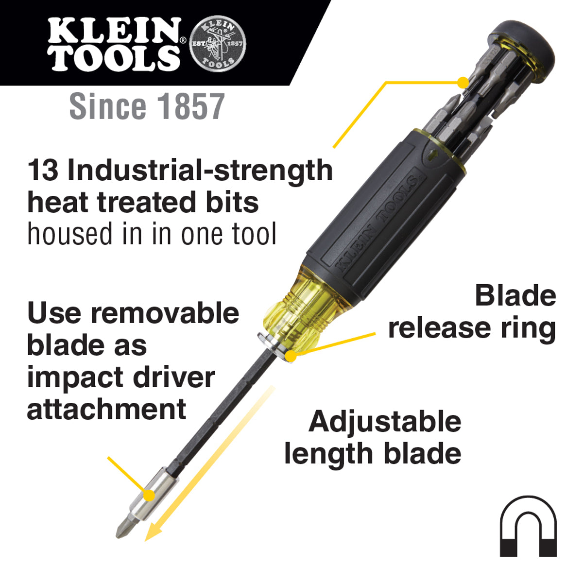 Klein Tools 32303 14-in-1 Multi-Bit Adjustable Length Screwdriver