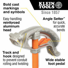 Klein Tools 51607 Aluminum Conduit Bender Full Assembly, 3/4-Inch EMT with Angle Setter