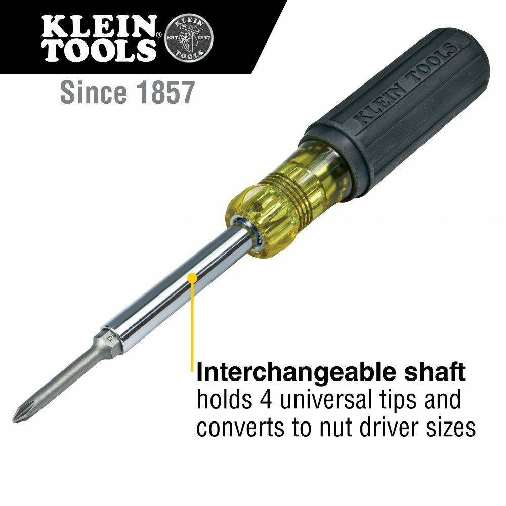 Klein 32559 6-in-1 Multi-Bit Screwdriver Extended Reach