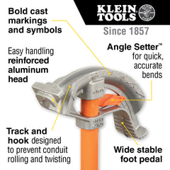 Klein Tools 51606 Aluminum Conduit Bender Full Assembly 1/2-Inch EMT with Angle Setter