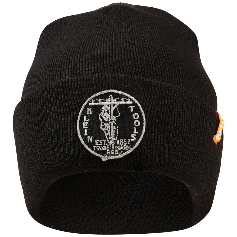 Klein Tools 60388 Heavy Knit Hat, Black, Vintage Patch Logo