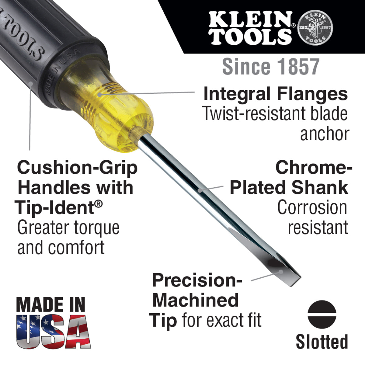 Klein 600-1 5/16-Inch Cabinet Tip Screwdriver 1-1/2-Inch