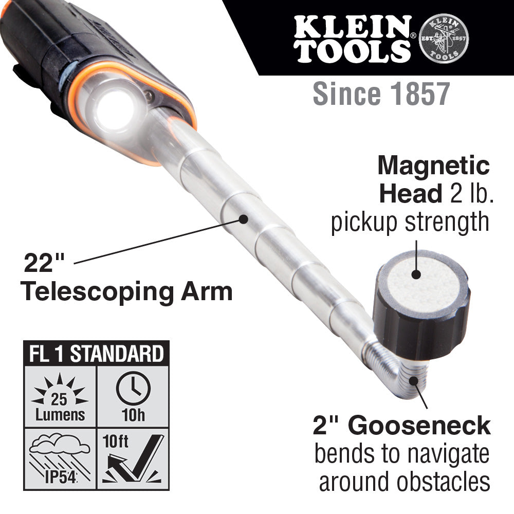 Klein 56027 Telescoping Magnetic LED Light and Pickup Tool